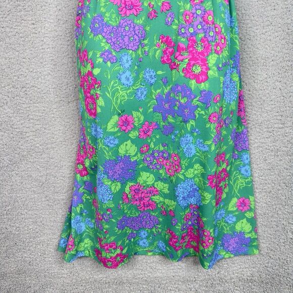 Ken Scott VTG 70s Shirt Dress Womens Sz M/L (EU 48) Green Floral Made in Italy - Picture 9 of 15